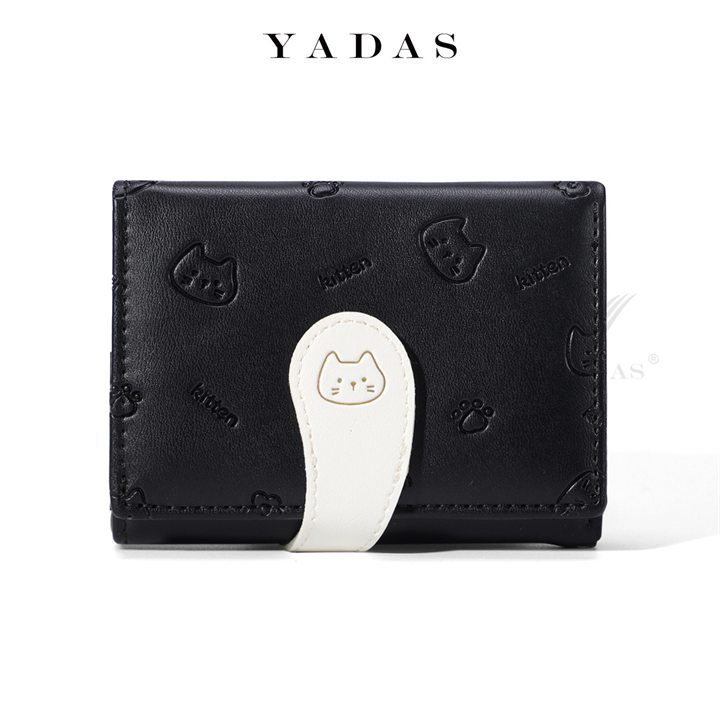 Black kitten trifold wallet