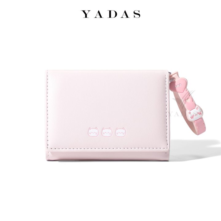 Blush pink mini trifold wallet